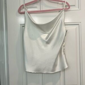 White Satin Cowl Neck Camisole Top